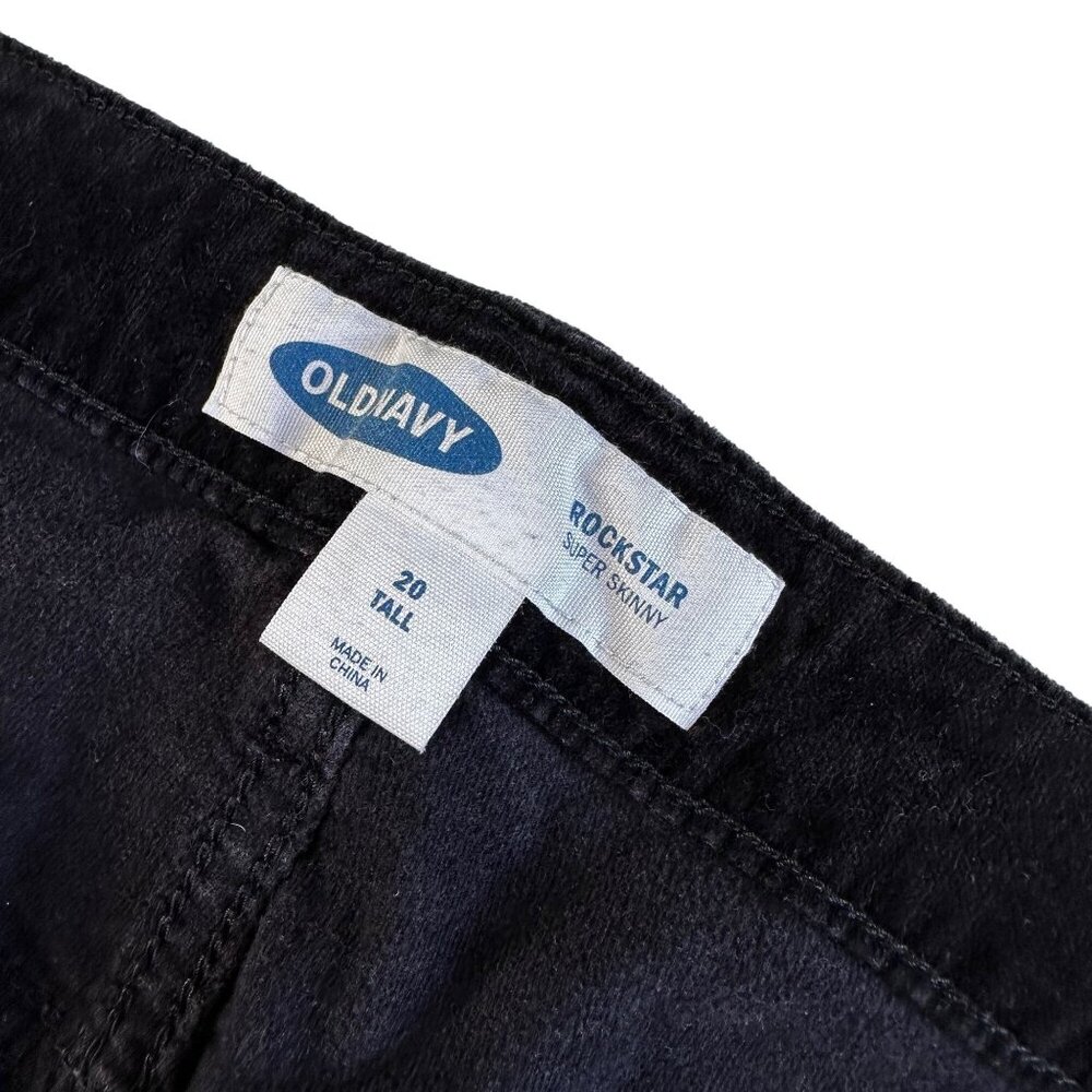 Old Navy Plus Size 20 Tall Rockstar Super Skinny Black Velvet Pants Whimsigoth - Picture 4 of 8